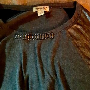 🌼One World Silver Gray Beaded Top M | Live & Let Live Boho Chic Blouse🌼